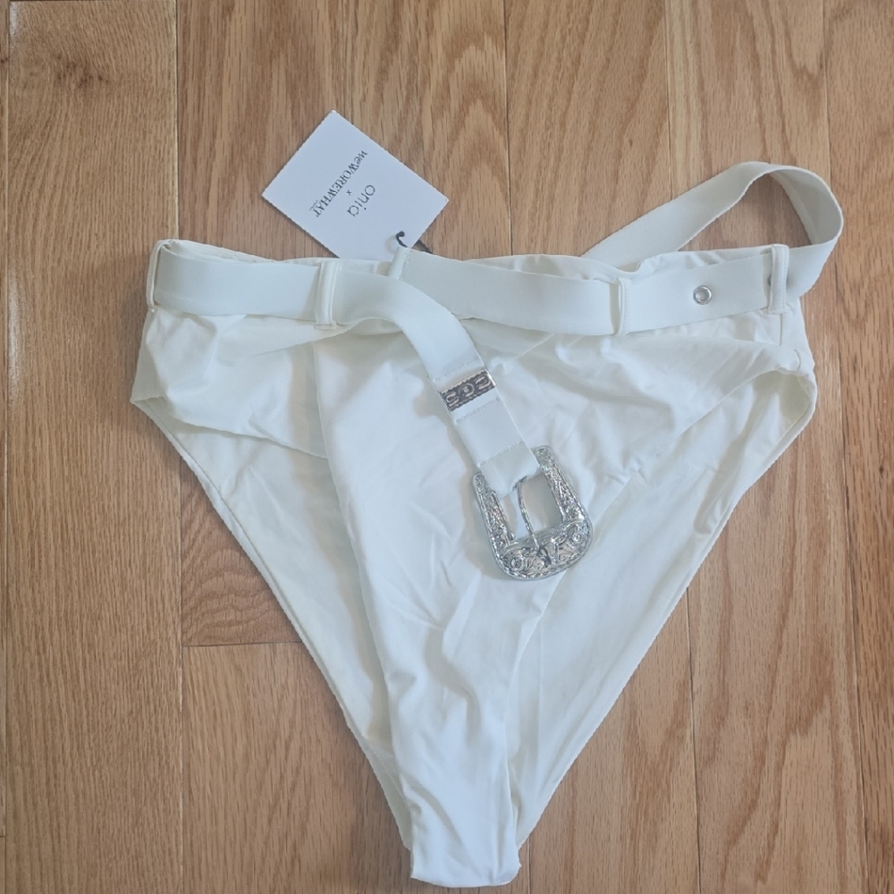 White Belted Bikini Bottom